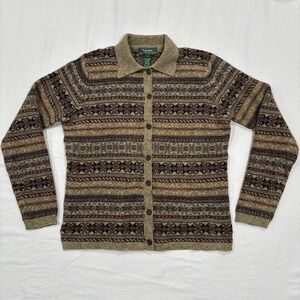 Vintage Lauren Ralph Lauren Western Country‎ Nordic Knit Sweater Small 100% Wool